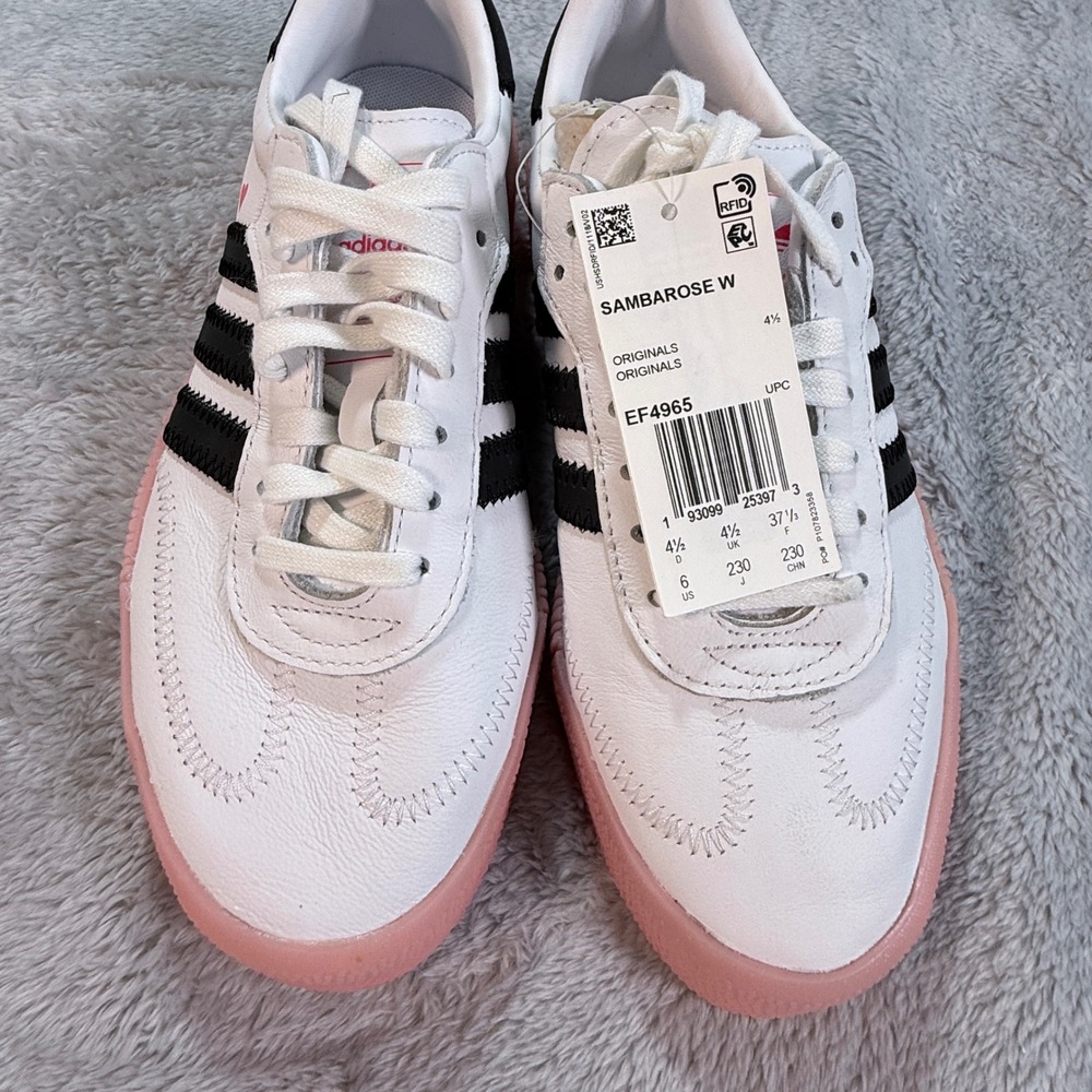 Adidas Sambarose W‎ White Pink Heart Gum Sole Sneakers Shoes Women US 6 EF4965 - Picture 2 of 6